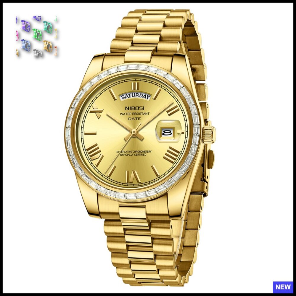 Analog Quartz Dress Watch Stainless Steel Diamond Bezel Classic Business